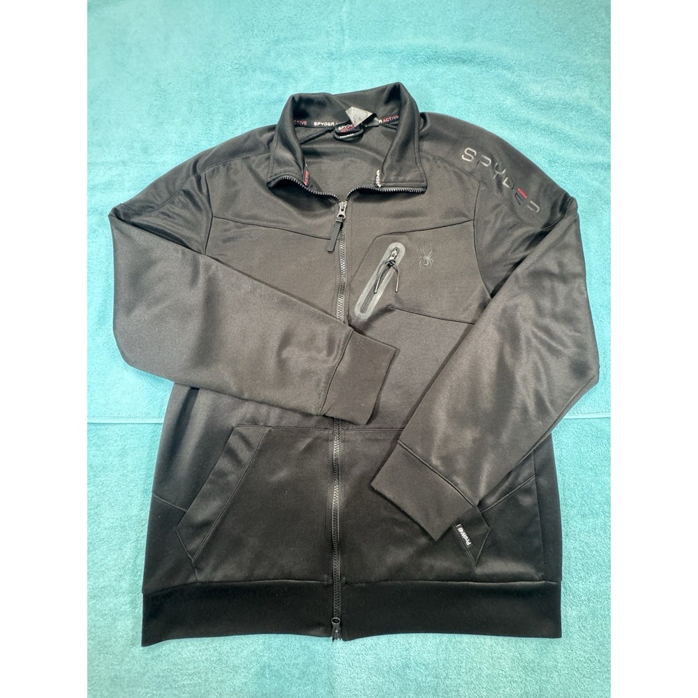 Spyder Active ProWeb Men's L/G Track Jacket Full Zip Black Performance Outerwear